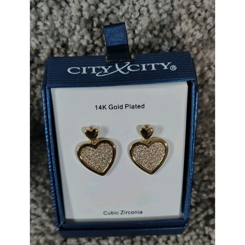 City X City 14 K Gold Plated Hearts Earrings